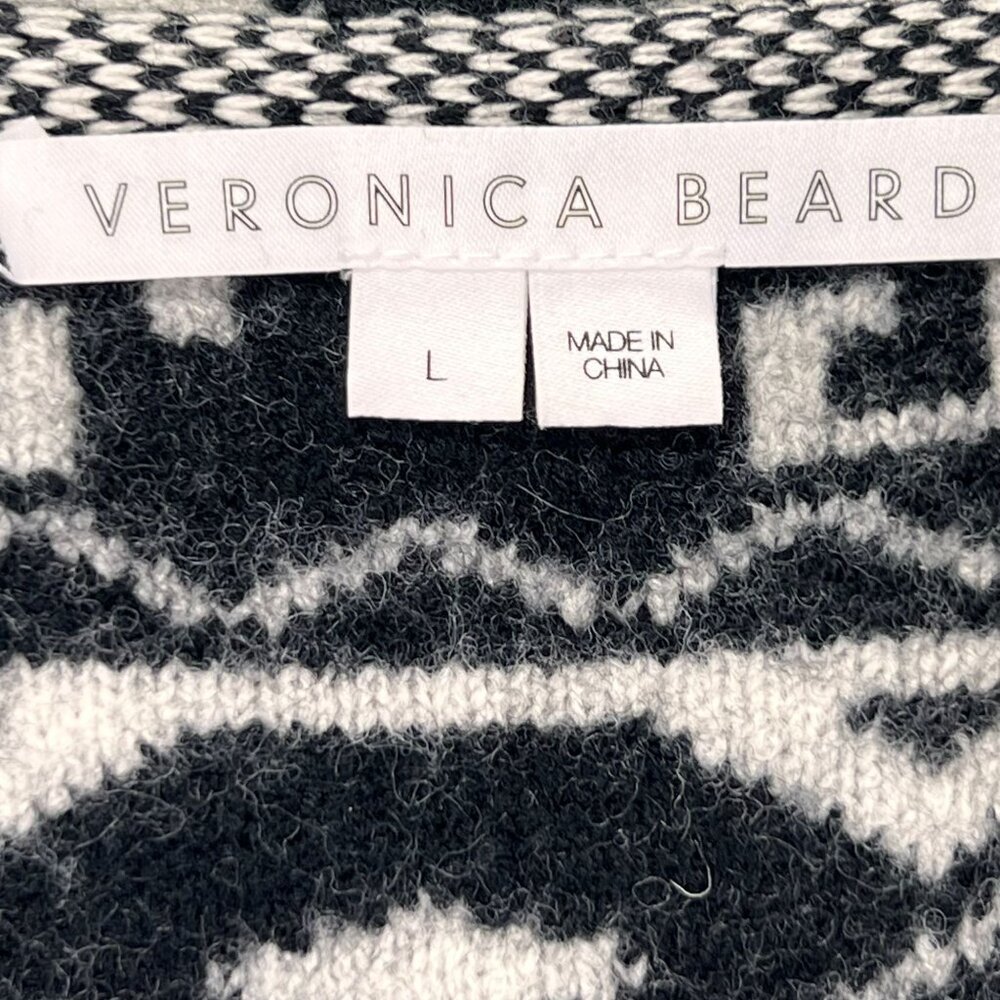 Veronica Beard Wool Sweater Jacket Shawl Collar Belt Aztec Tribal Jacquard Large - Picture 4 of 16